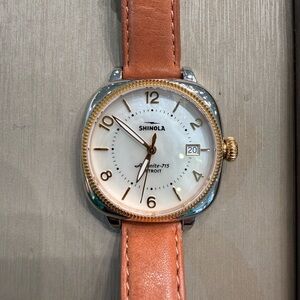 Shinola Gomeslsky Mother of Pearl Face with Pink-Tan Leather Strap
